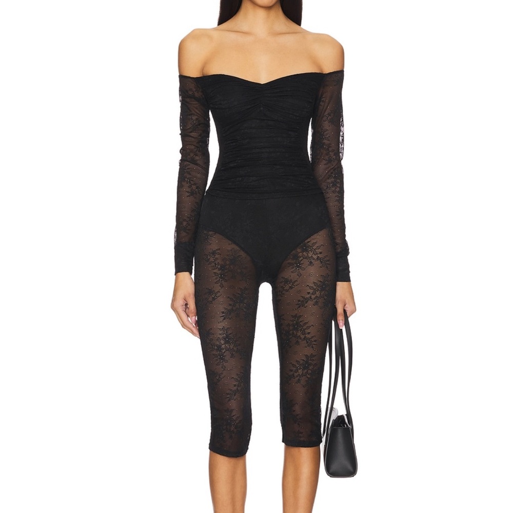 AFRM Gemma capris black lace